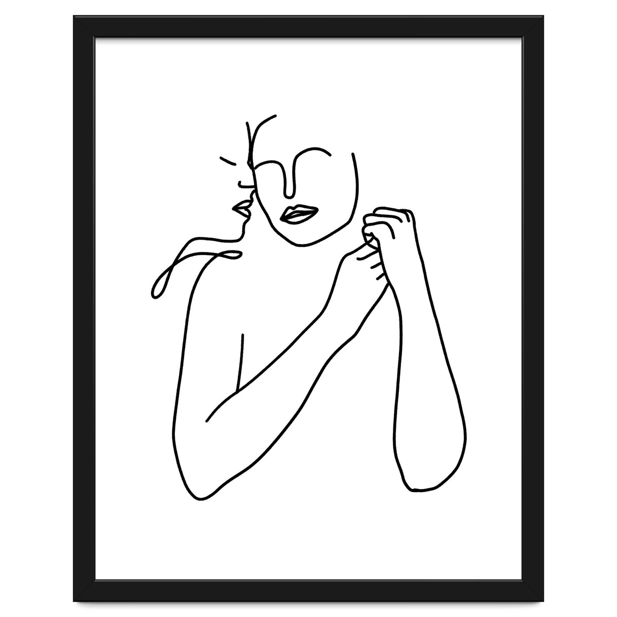Eternally Connected, Abstract Line Art Love, Sketch Drawing Minimal, Eclectic Human Couple Connection Minimalism Concept