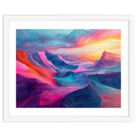 Vibrant Abstract Mountain Landscape at Sunset