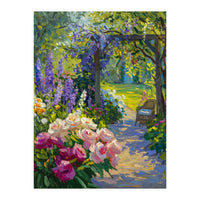 Serene Summer Garden Path Oil Painting (Print Only)