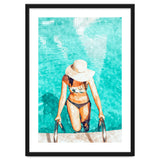 Pool Fashion | Modern Bohemian Woman Swim Watercolor Painting | Contemporary Travel thumbnail