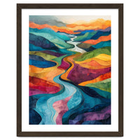 Colorful Abstract River Valley Landscape Art