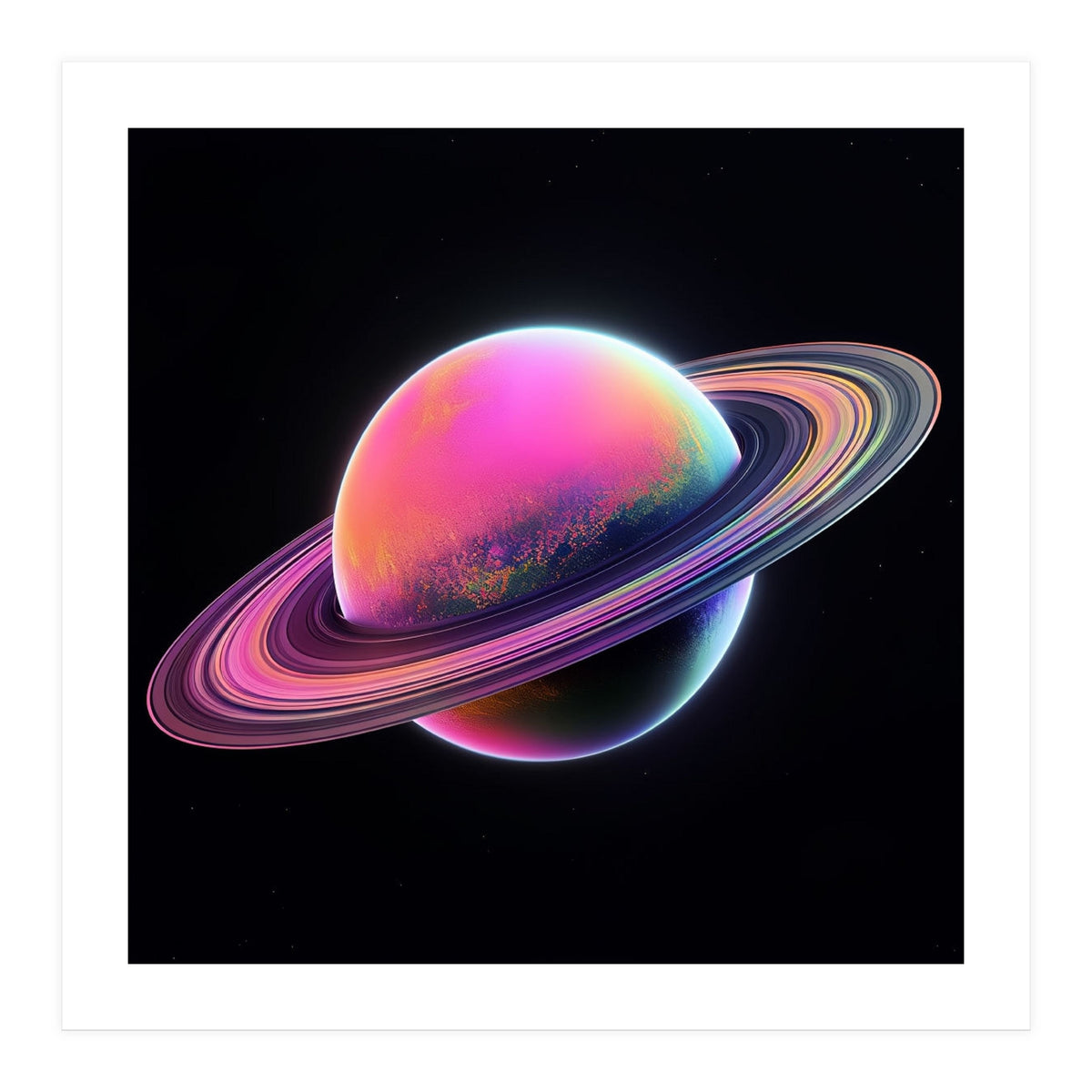 Neon Nebula Planet: Surreal Cosmic Illustration (Print Only)