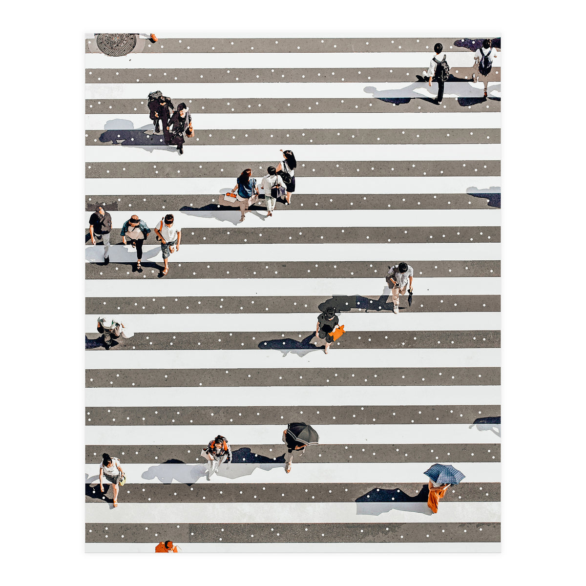 Rain Crossing | Polka Dots Zebra Crossing On The Street | Rain Eclectic Modern Graphic Design (Print Only)