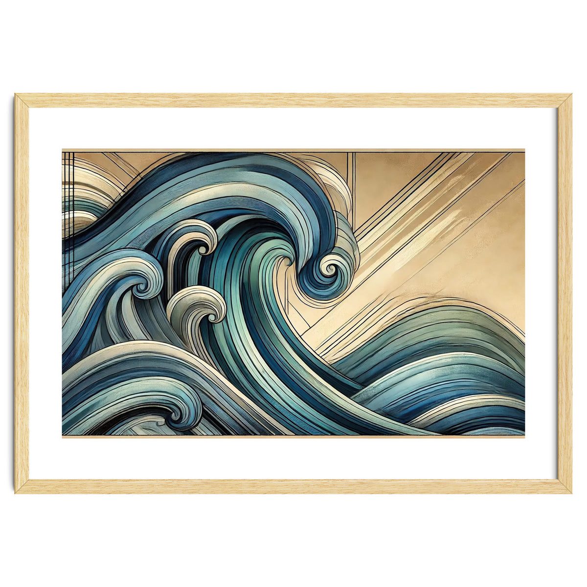 Art Deco Blue Ocean Waves