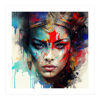 Crowned Mask Asian Warrior Portrait (Print Only)