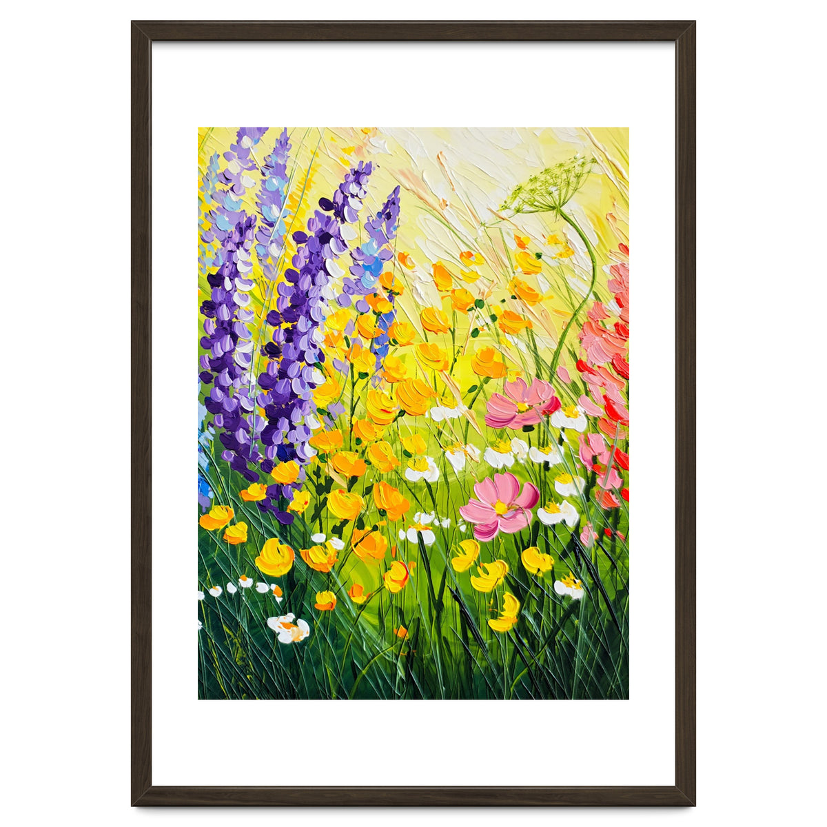 Sun-Drenched Wildflower Meadow Oil Painting