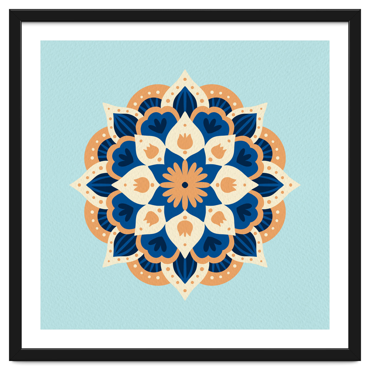 Mandala flower - orange and blue