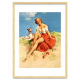 Sexy Pinup Girl On The Beach With Her Dog thumbnail