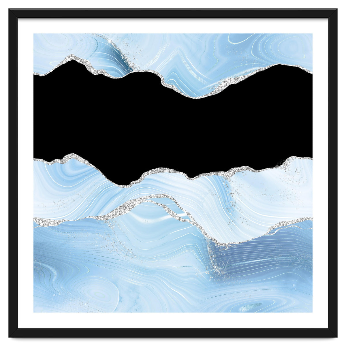 Blue & Silver Agate Glitter Texture 03