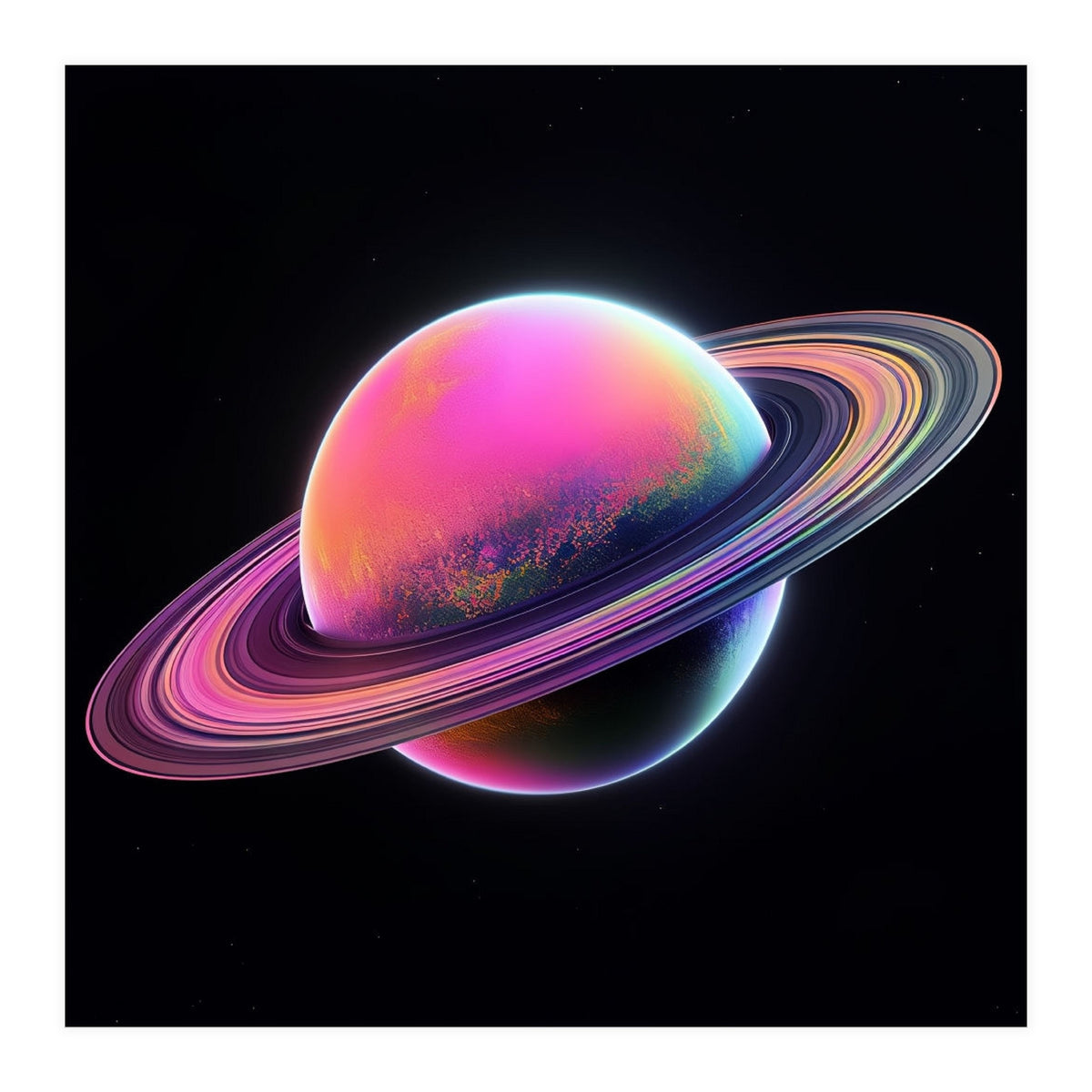 Neon Nebula Planet: Surreal Cosmic Illustration (Print Only)