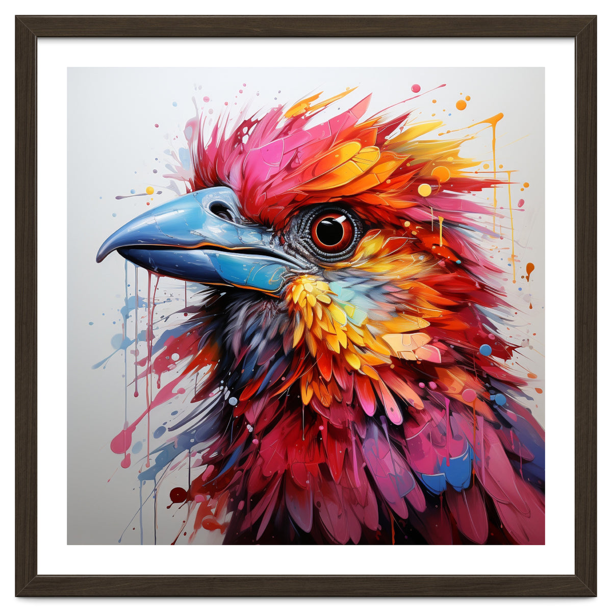 Vibrant Abstract Bird Portrait Watercolor Splash