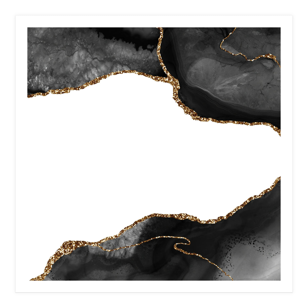Black & Gold Agate Texture 09 (Print Only)