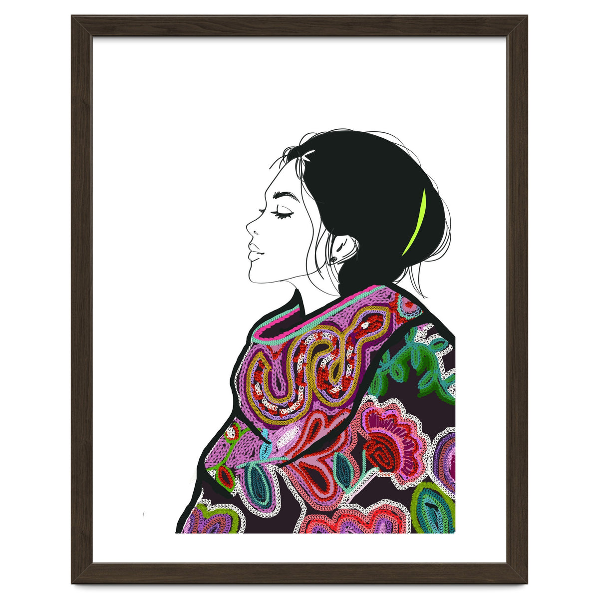 Embroidery Realistic Digital Embroidery Fashion Illustration Art Print Viddy Pop Studio Mood Room