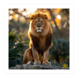 Majestic Lion Sitting On A Rock At Sunset (Print Only) thumbnail