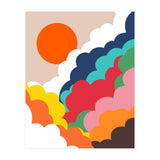 Head In The Clouds, Positivity Nature Sunrise Sunset, Sky Bohemian Comic Retro Eclectic Illustration (Print Only) thumbnail