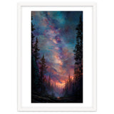 Magical Milky Way Night Sky over Pine Forest Silhouette Art thumbnail