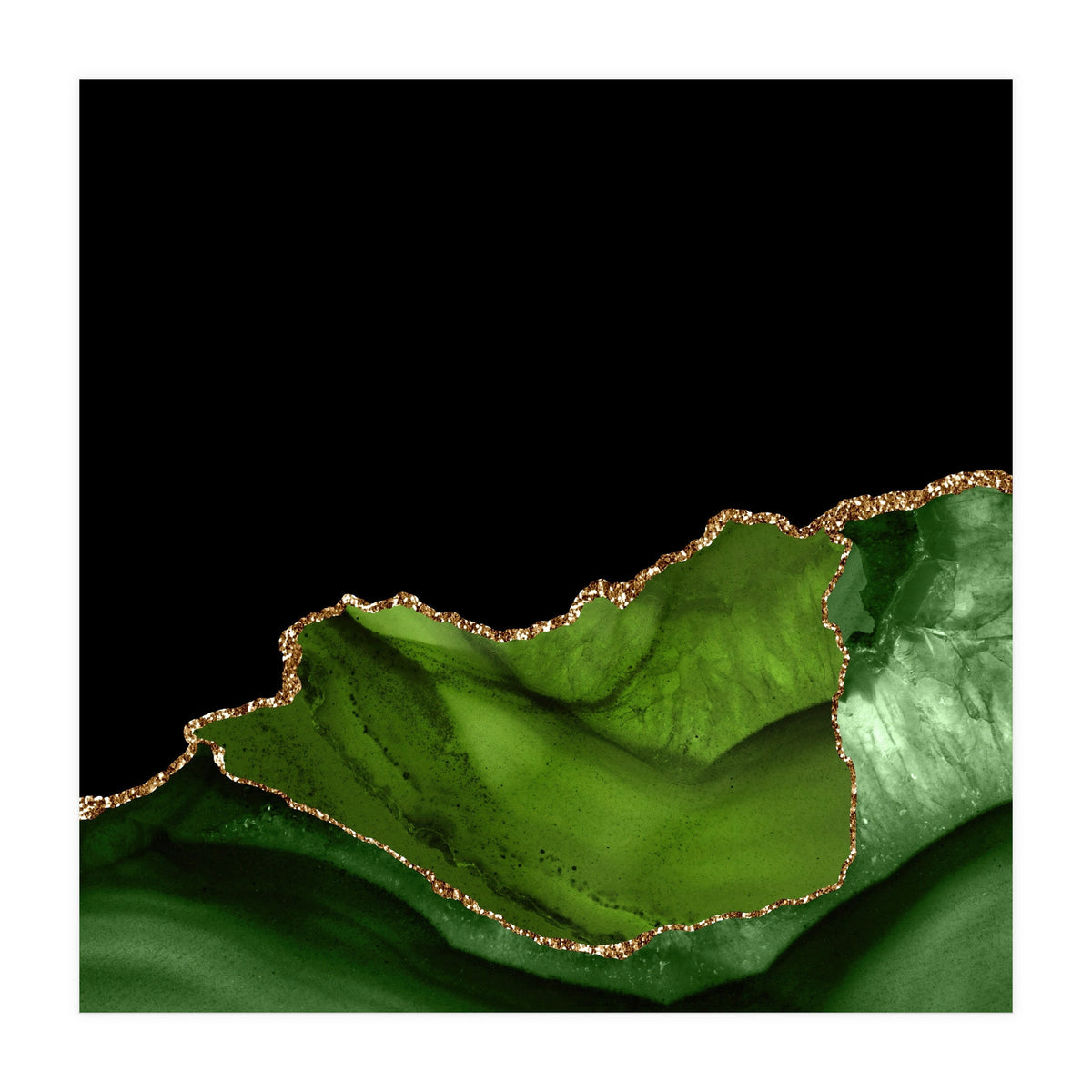 Green & Gold Agate Texture 06 (Print Only)