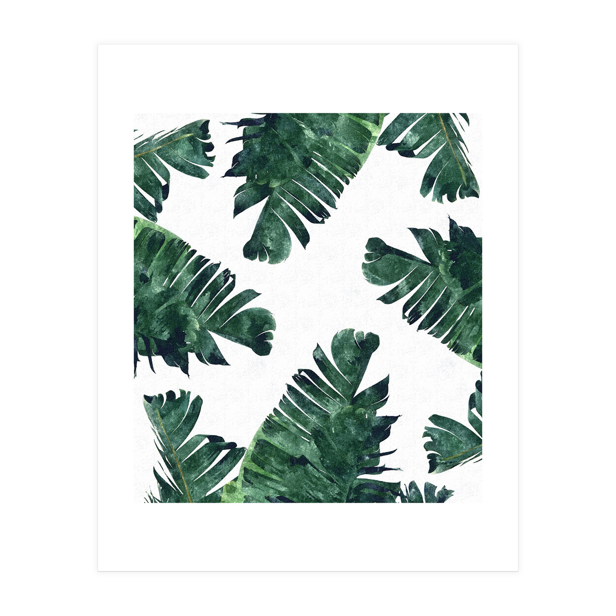 Banana Leaf Watercolor Painting, Tropical Nature Botanical Palm Illustration Bohemian Minimal Luxe (Print Only)