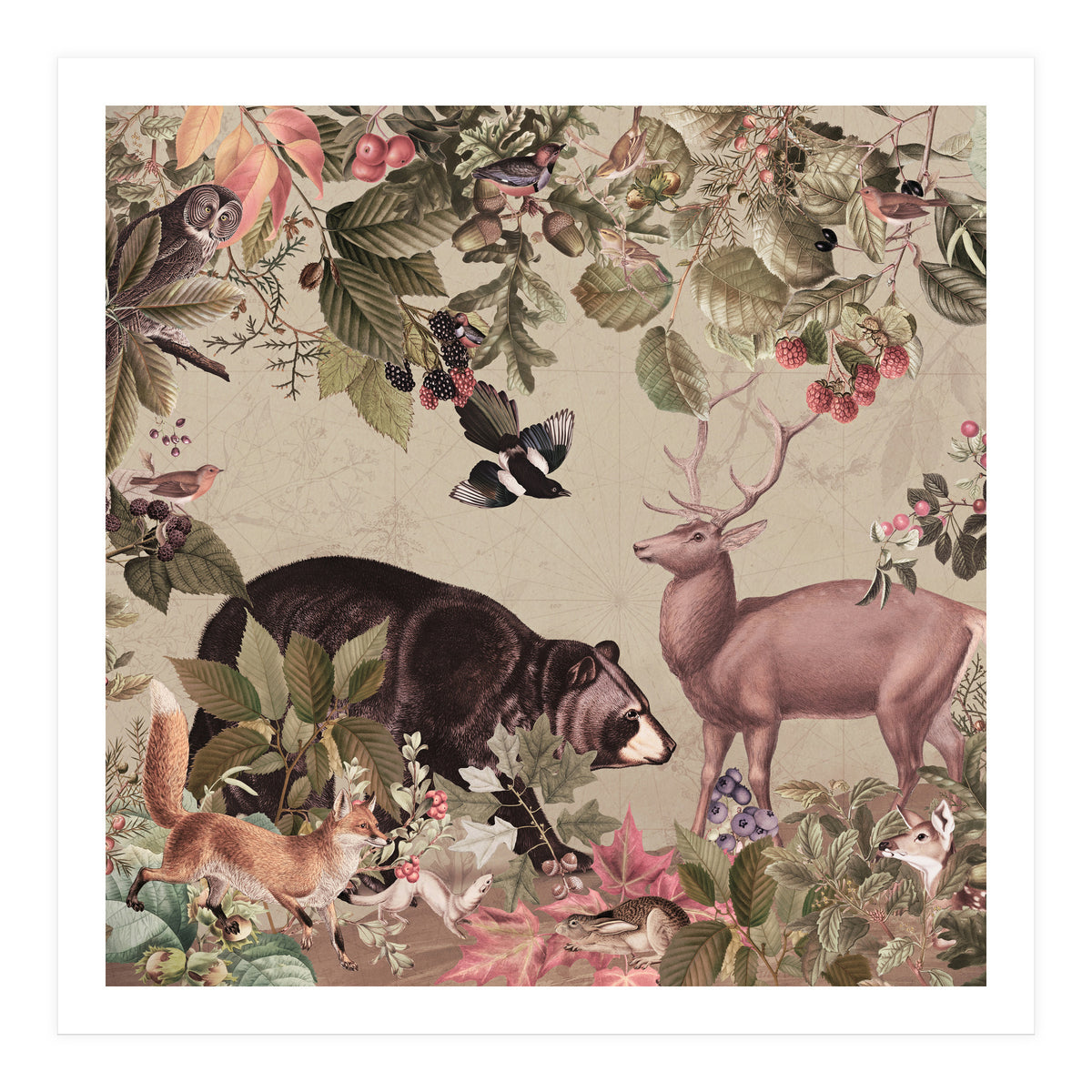 Nostalgic Autumn guardians of the forest (Print Only)