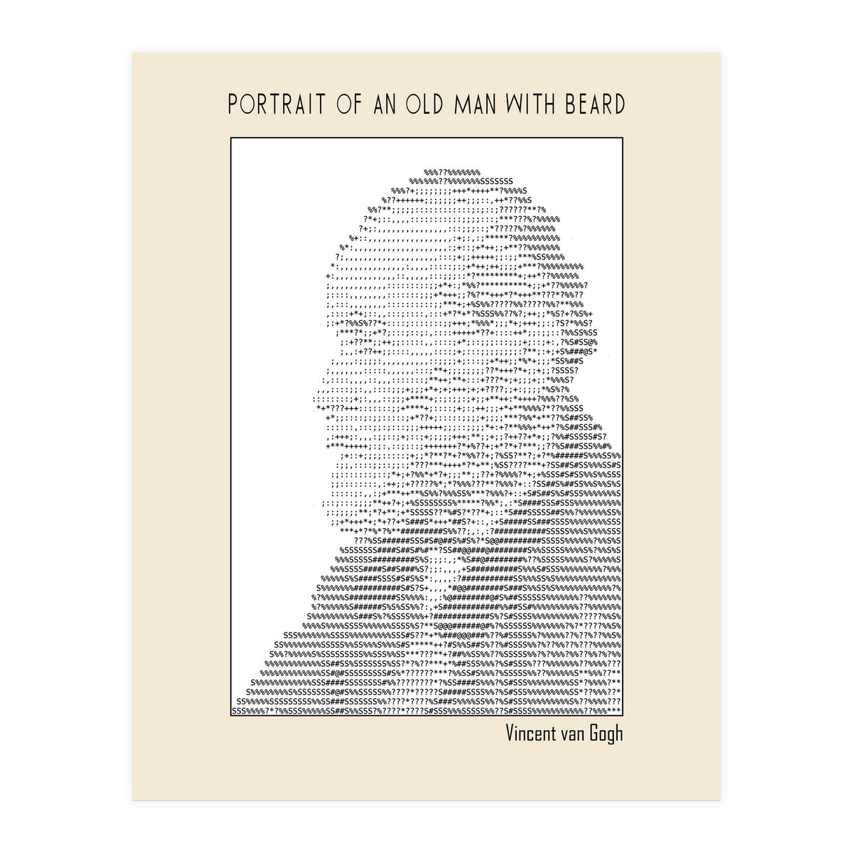 Portrait Of An Old Man With Beard – Ascii Art (vincent Van Gogh) (Print Only)