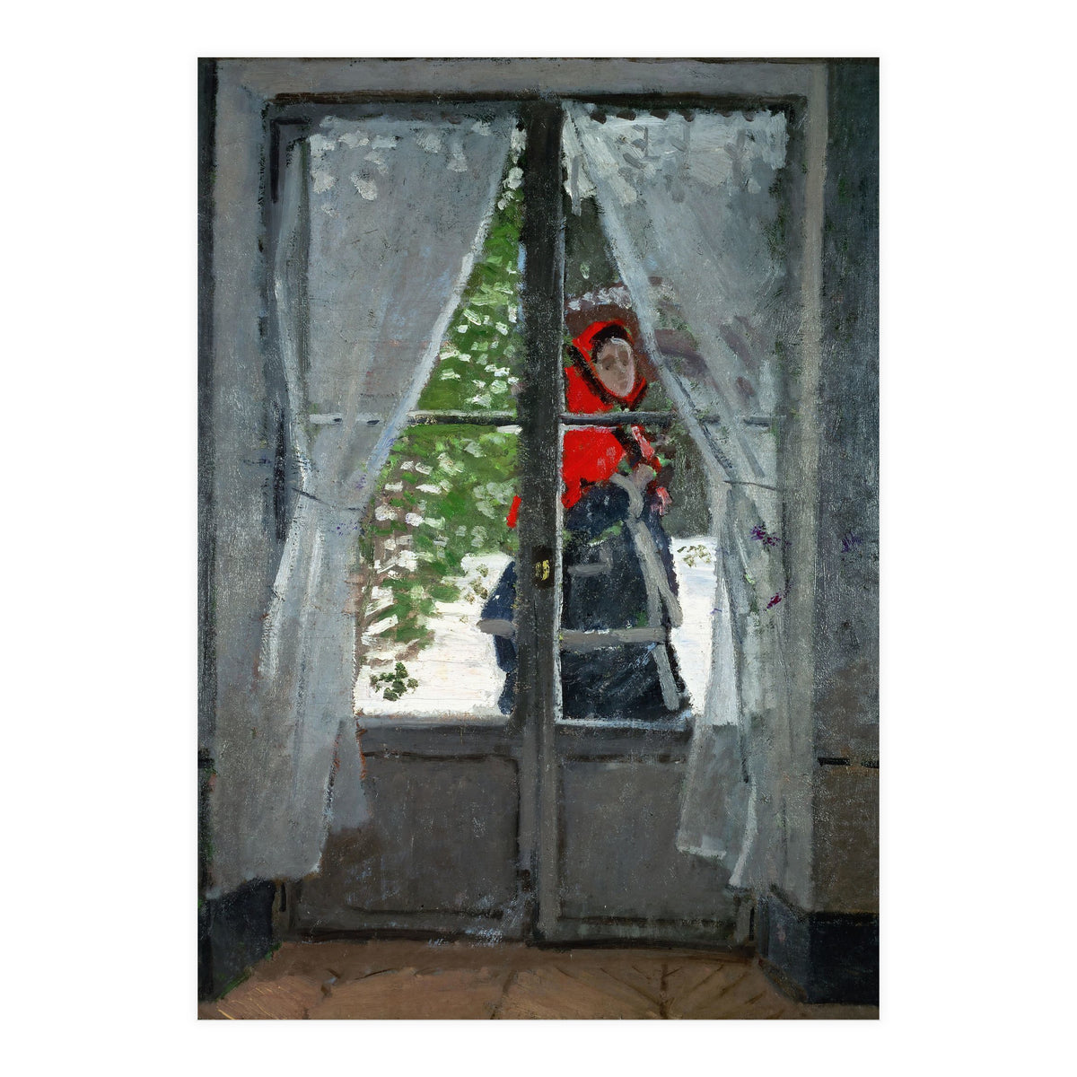 Mme. Monet with a red hat called &quot; The Red Kerchief&quot, ca. 1870. (Print Only)