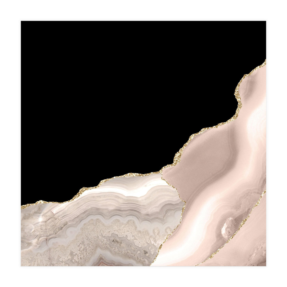 Ivory & Gold Agate Texture 04  (Print Only)