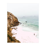 Pink Trails, Beach Tropical Travel Ocean Pastel Digital Art, Photography Sea Scenic Nature Landscape (Print Only) thumbnail