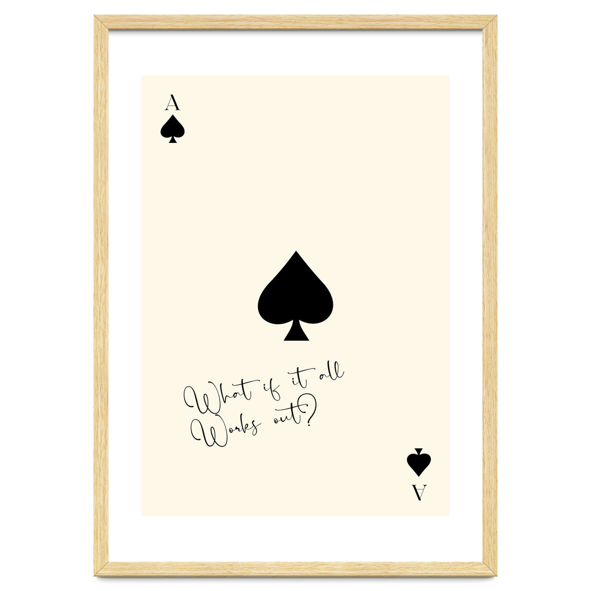 Ace of Spades Motivational Card Print, What If It All Works Out Poster