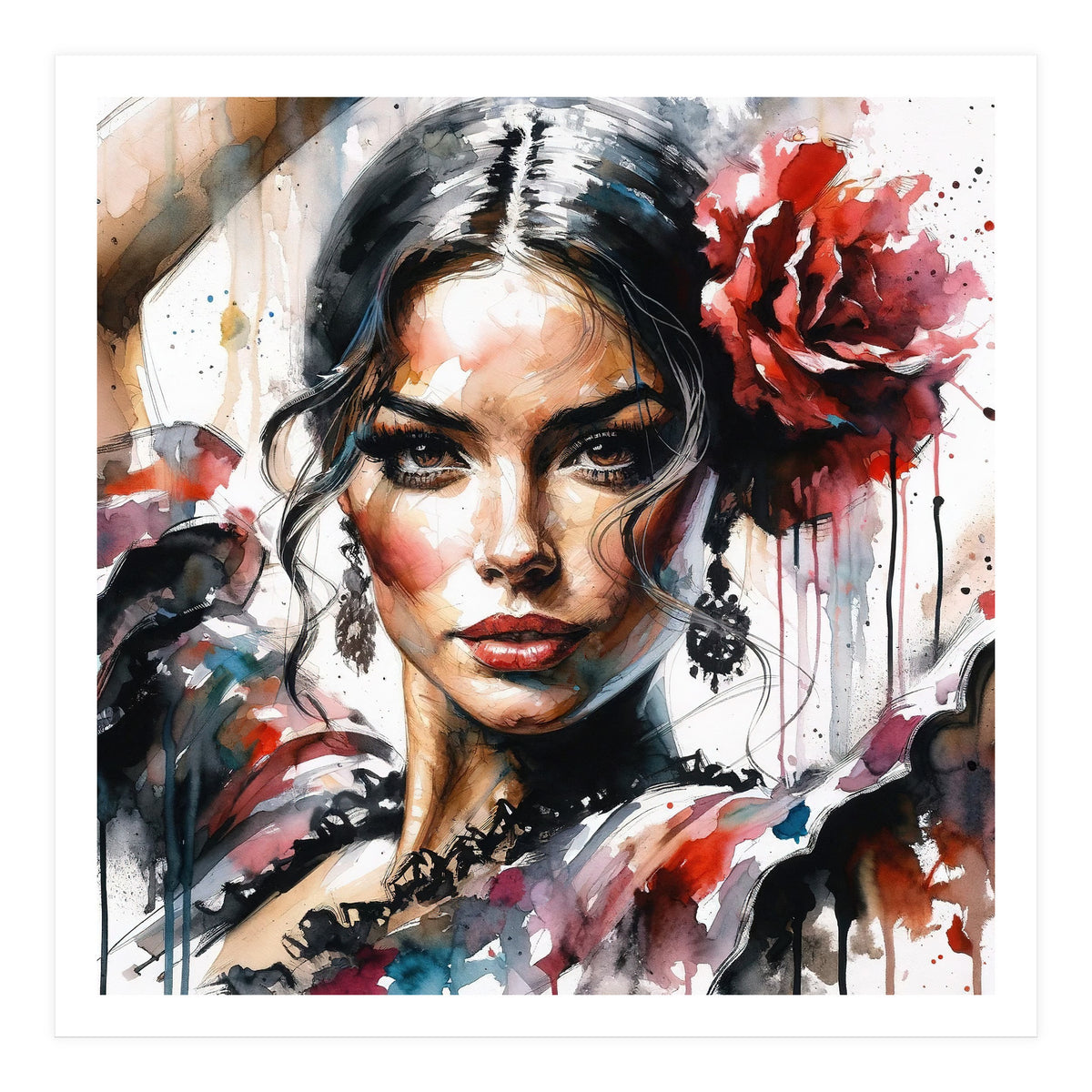 Watercolor Flamenco Dancer #2 (Print Only)
