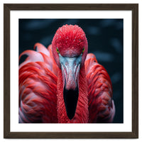 Close Up Flamingo Face With Water Droplets