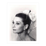 Audrey Hepburn with Veil, Classic Hollywood Glamour Photography, Black and White Icon Portrait (Print Only) thumbnail