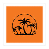 Palm Trees And Sunset in Black (Print Only) thumbnail