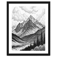 Majestic Alpine Mountain Range Sketch