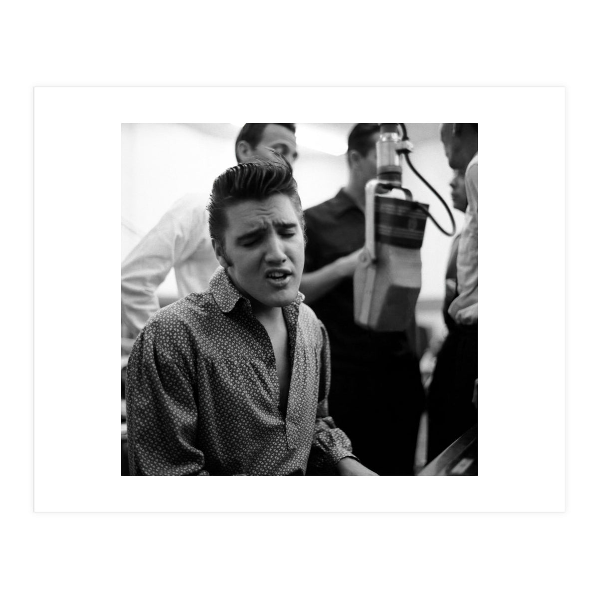 The American singer Elvis Presley during a recording session in 1956. (Print Only)