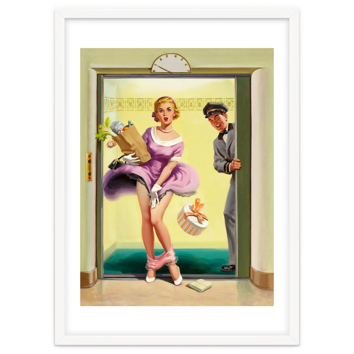 Pinup Sexy Girl Had Accident While Leaving The Elevator