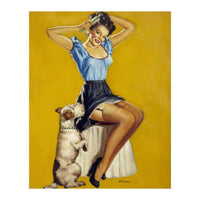 Pinup Woman Posing With Her Dog (Print Only)
