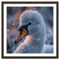 Close Up Frosty Swan Head During Golden Hour