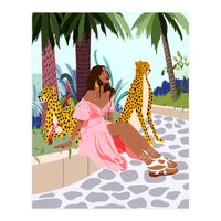 Spirit Animal, Cheetah, Leopard, Tiger Wildlife, Tropical Jungle Wild Cat Animals, Bohemian Woman Travel Garden Nature (Print Only)