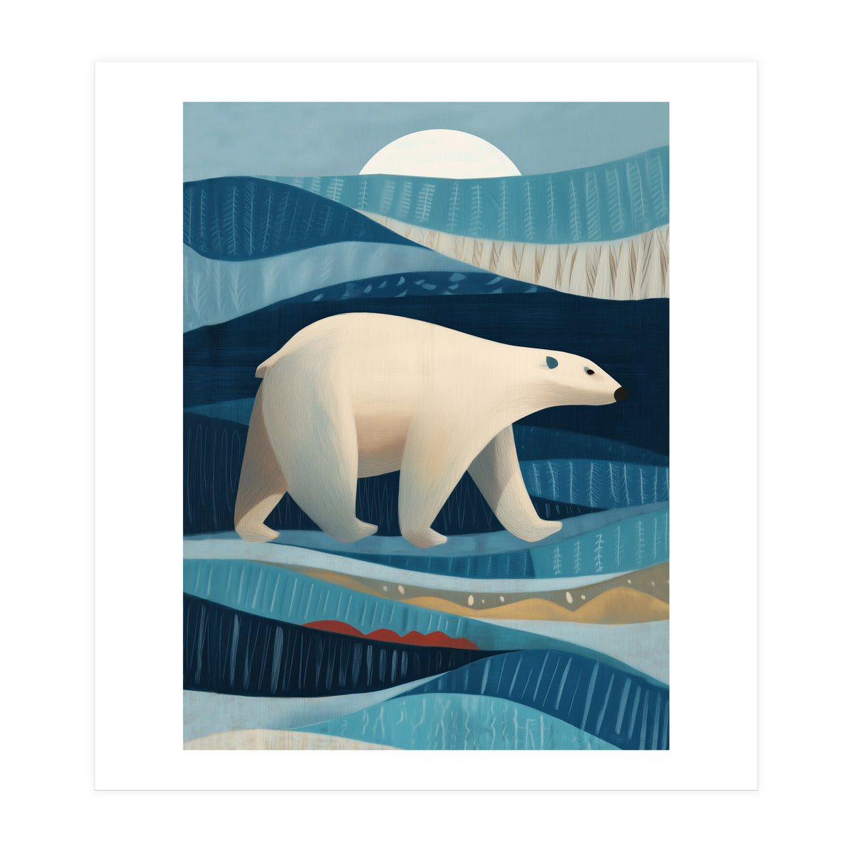 Polar Bear In The Blue Arctic (Print Only)