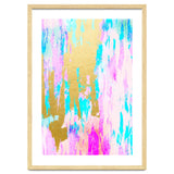 Meraki, Abstract Gold Painting, Colorful Graphic Design, Golden Pink Blue Eclectic Luxe Illustration thumbnail