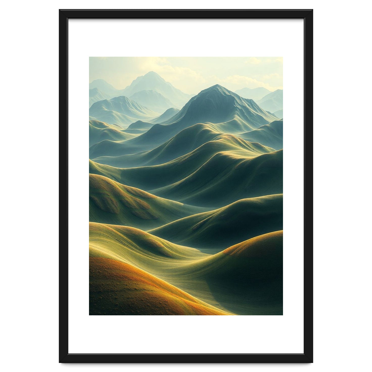 Ethereal Green Mountain Ridges Art