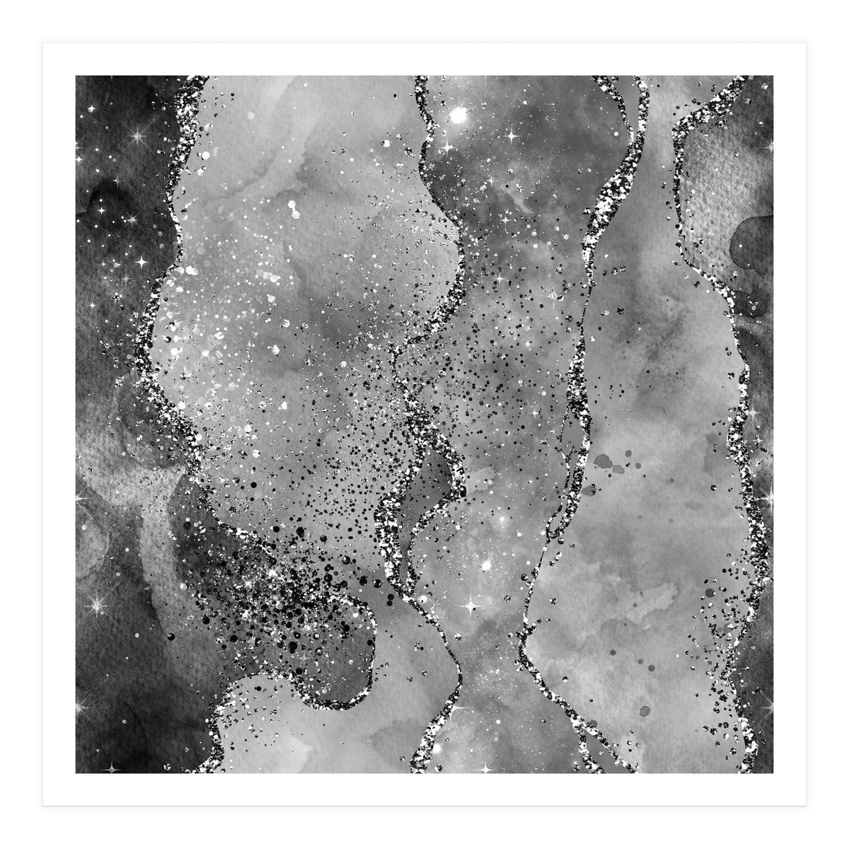 Black Glitter Agate Texture 02 (Print Only)