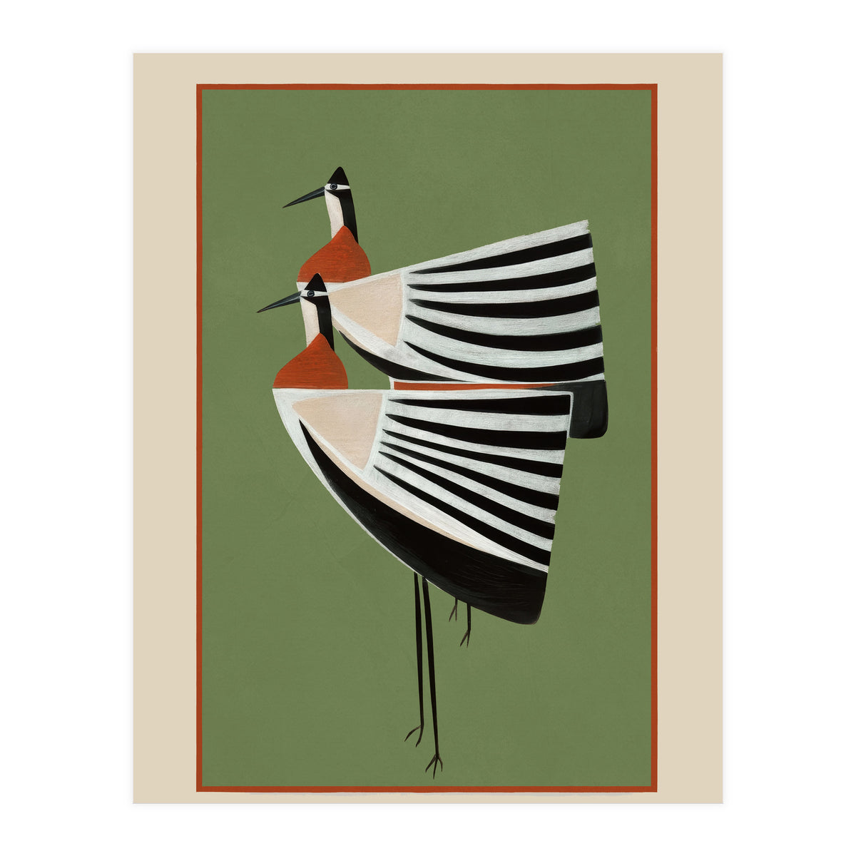 Striped Bird Pair (Print Only)