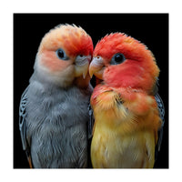 Two Lovebirds Nuzzle Together (Print Only)