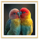 Lovebirds Perched Together Vivid Colors thumbnail
