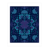 Clovers And Flowers Night Blue (Print Only) thumbnail