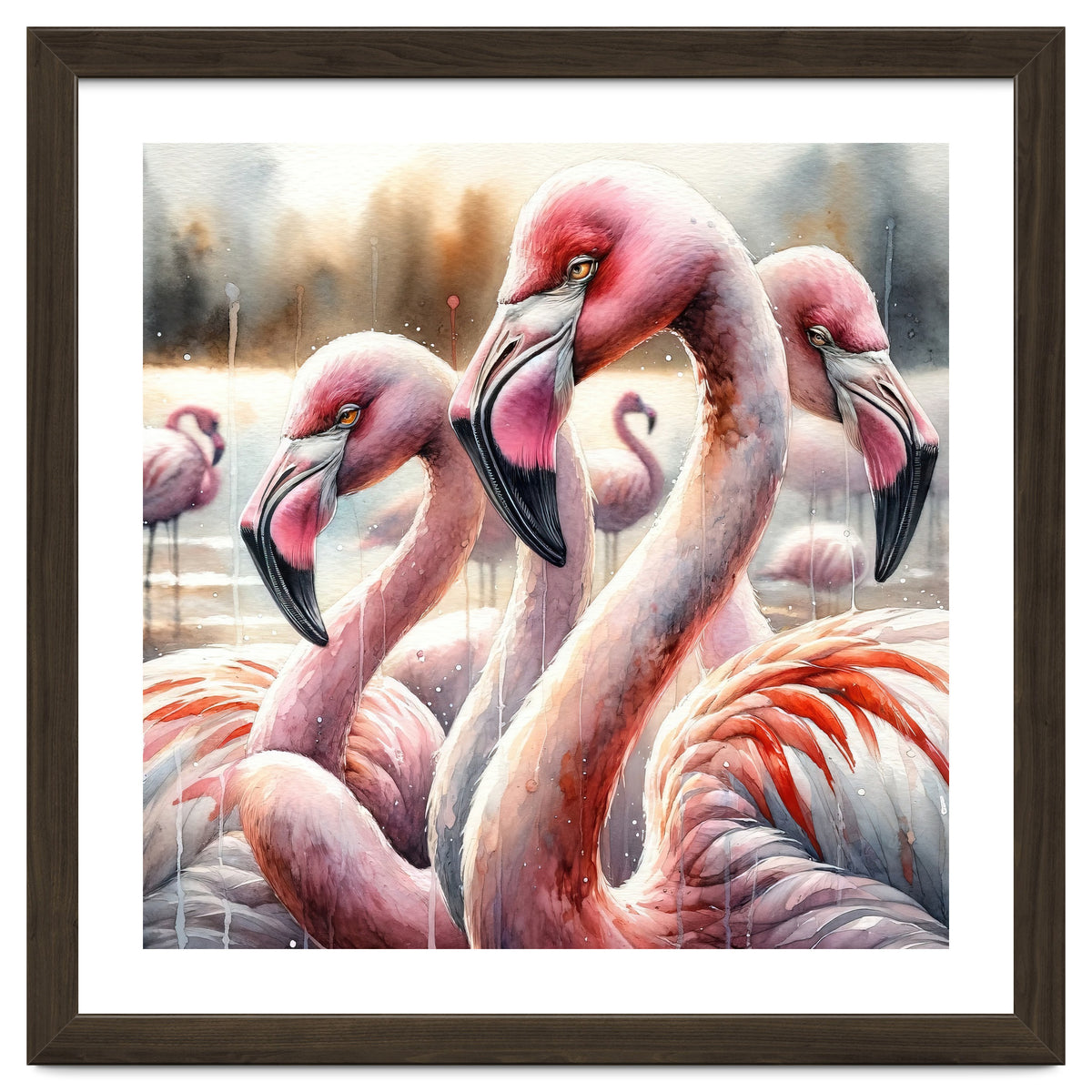 Watercolor Flamingos
