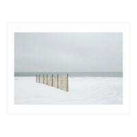 Wood fence in the winter snow beach (Print Only)