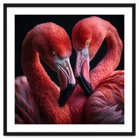 Two Flamingos Together