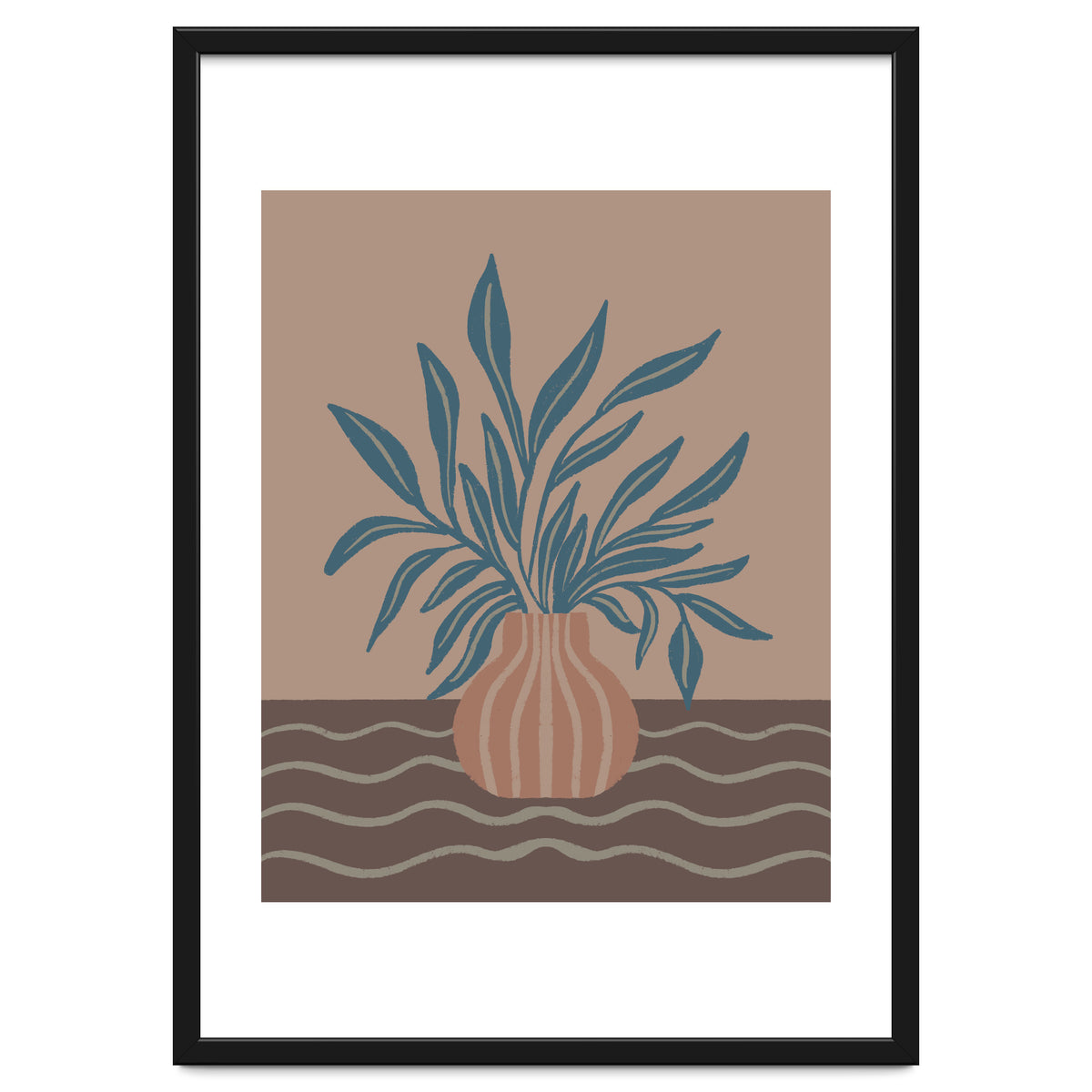 Modern Vase with Tropical Leaves